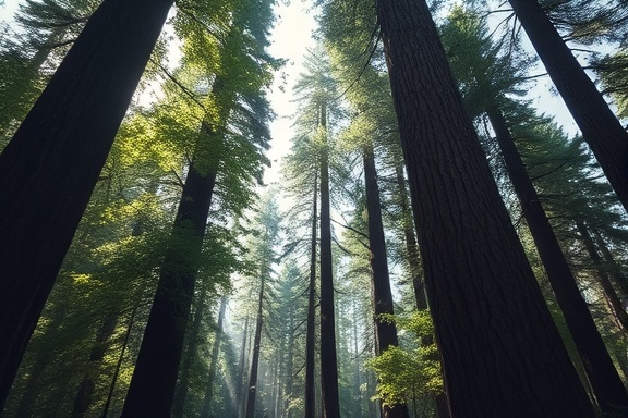 observer reality, contemplative expression, immersed, photorealistic, tranquil forest with tall, ancient trees, highly detailed, gentle rustle of leaves and distant bird calls, camera: f/16 aperture, lush greens and browns, dappled sunlight, shot with a macro lens.